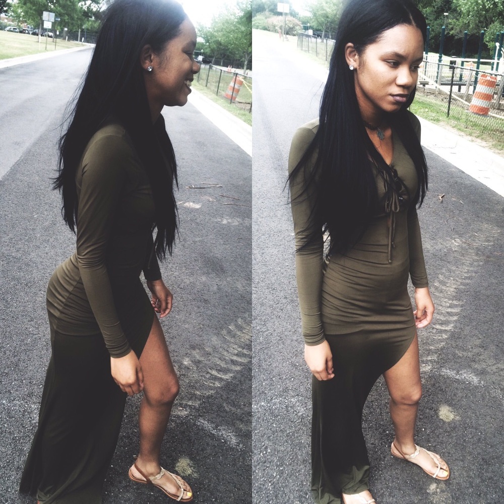 Army green laced green sundress